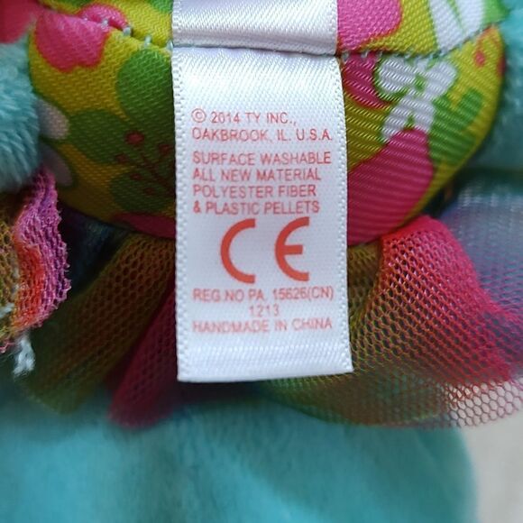 TY Hello Kitty by Sanrio Aqua Blue Tropical Flower 6" Plush 2014 - Picture 6 of 9